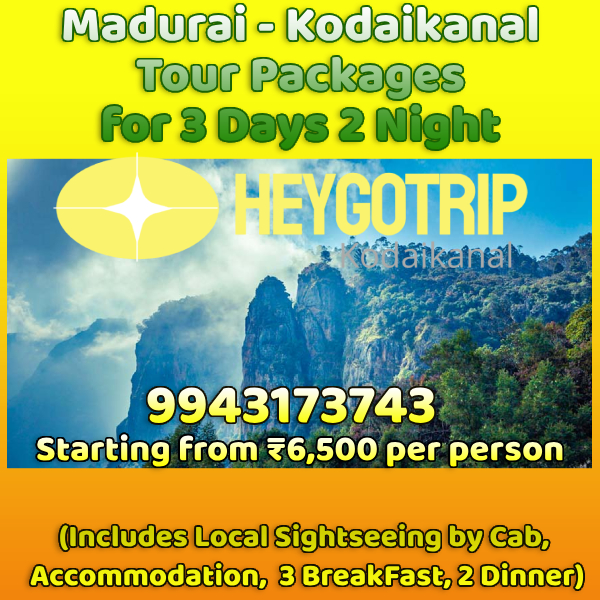 Madurai to Kodaikanal Trip for 2 Nights / 3 Days